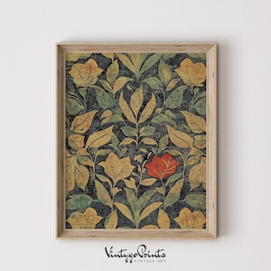 Vintage Leaves Tapestry Print: Neutral Antique Textile Art (Digital Download) 573