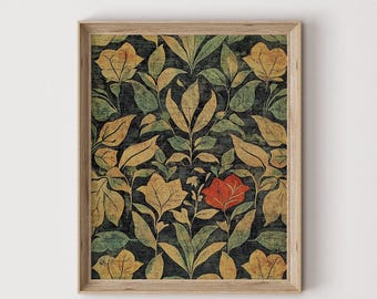Vintage Leaves Tapestry Print: Neutral Antique Textile Art (Digital Download) 573
