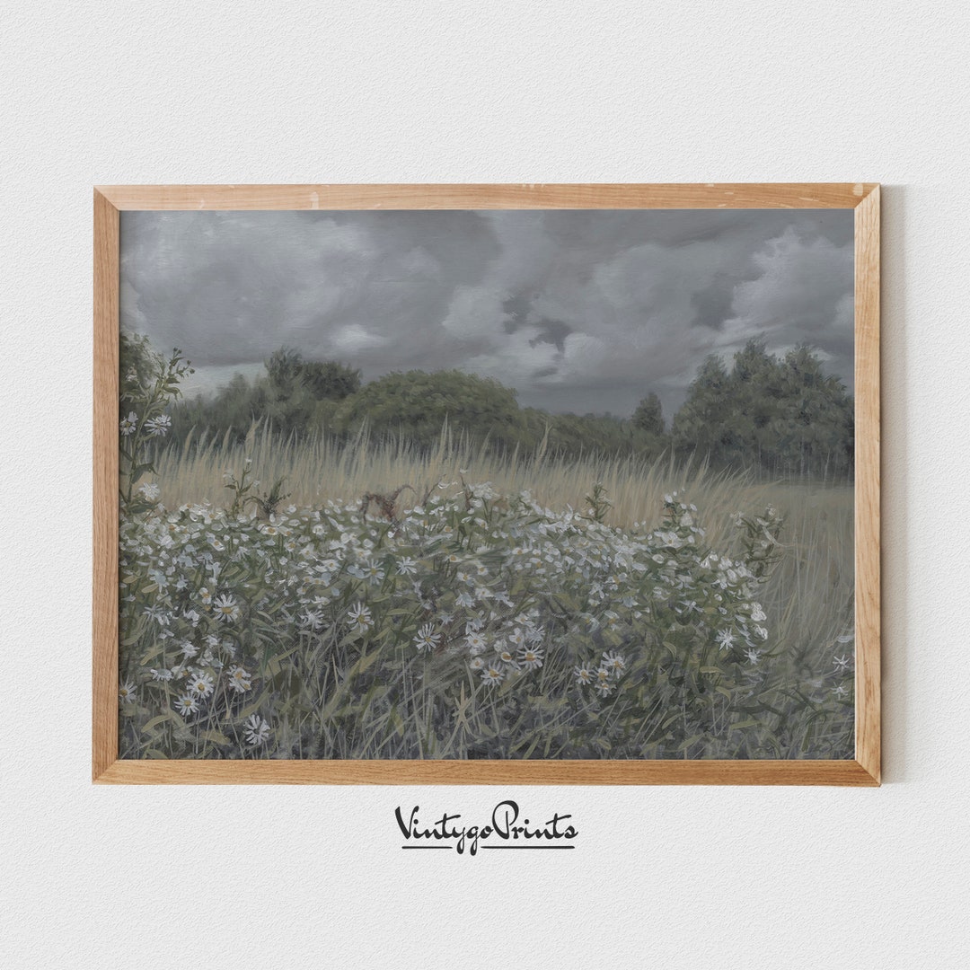 Antique Floral Oil Painting Vintage Wall Art White Flowers Etsy