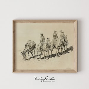 Cowboys Sketch Wall Art | Western Horse Riders Drawing | Old West Nursery Decor | Countryside Print | PRINTABLE Digital Download | 517