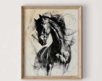 Antique Horse Sketch Art Print: Vintage Animal Pencil Drawing (Digital Download) 590