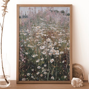 Vintage Oxeye Daisy Print | Floral Oil Painting | White Flowers Art ...
