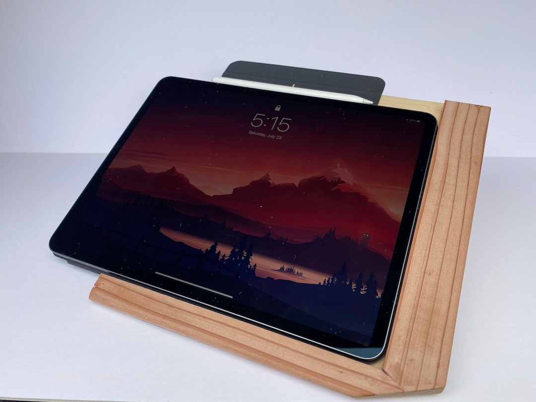 Adjustable Ipad/tablet Writing Stand With Ergonomic Wooden Wrist Rest
