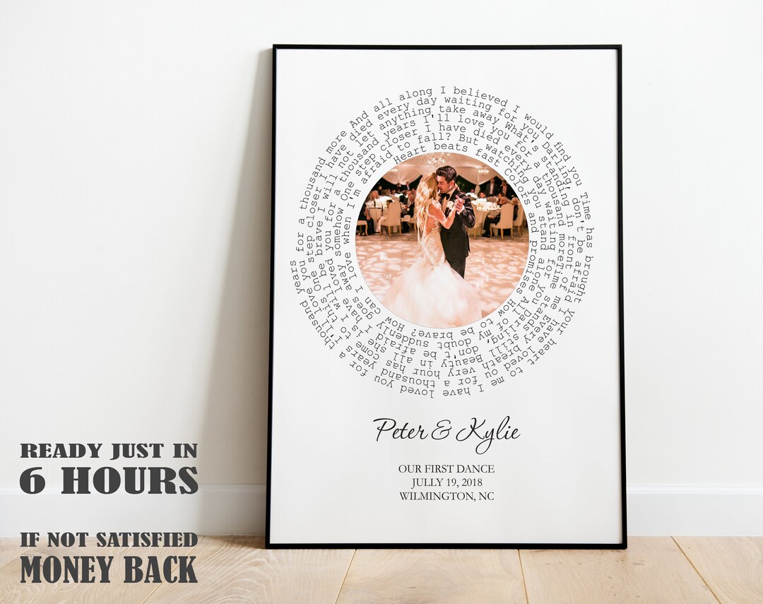First Dance Graphics Custom Wedding Song Lyrics First Dance Art Print, 1st 2nd 3rd 5th 10th ...