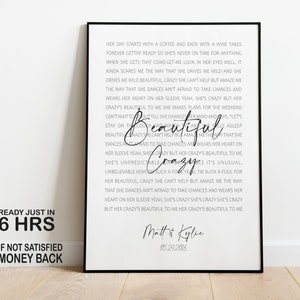 Canción imprimible personalizada, regalo de aniversario personalizado, arte de pared con letras de canciones, canción de boda de primer baile, póster musical personalizado, regalo de San Valentín