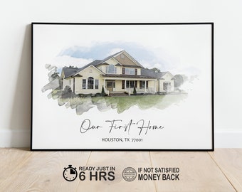 Custom Watercolor House Portrait,Watercolor House Painting,Personalized Housewarming Gift,First Home Gift,Realtor Closing Gift,Home Portrait