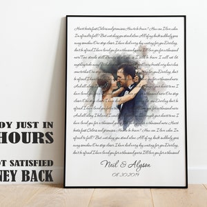 Impresión artística personalizada con letras de canciones de bodas para el primer baile, regalo para el primer, segundo, tercer, quinto, décimo y vigésimo aniversario para el esposo, idea de regalo de bodas personalizado