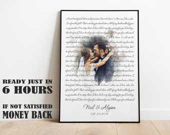Custom Wedding Song Lyrics First Dance Art Print, 1st 2nd 3rd 5th 10th 20th Anniversary Gift For Husband, Personalized Wedding Gift Idea
