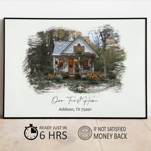 Retrato de casa en acuarela personalizado, pintura de casa en acuarela, regalo de inauguración de casa personalizado, regalo para la primera vivienda, regalo de cierre de agente inmobiliario, retrato de casa