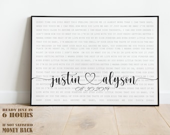 Hochzeit Benutzerdefinierte Songtexte Wand Kunst Geschenk, Geschenk für sie ihn, Jahrestag Geschenk für Frau, Valentinstag Geschenk für Mann, Geschenk für Paar