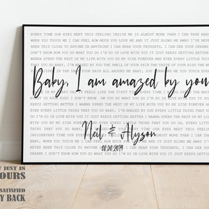 Custom Wedding Song Lyrics First Dance Art Print, 1st 2nd 3rd 5th 10th 20th Anniversary Gift For Husband, Personalized Wedding Gift Idea