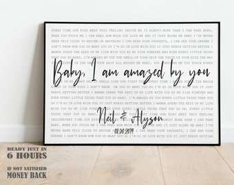 Custom Wedding Song Lyrics First Dance Art Print, 1st 2nd 3rd 5th 10th 20th Anniversary Gift For Husband, Personalized Wedding Gift Idea