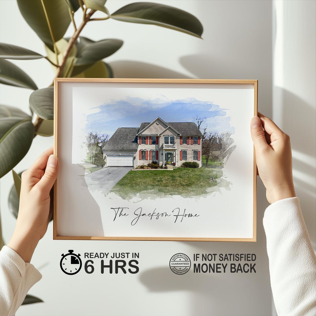 Custom House Portrait , Watercolor Home Print , Personalized House Art ...