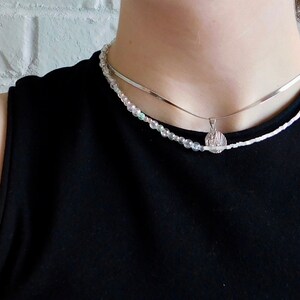 morning snow in La Jolla necklace, Handmade Waterproof/Sweatproof Jewelry, Special Occassion, Everyday, Beach and Mountain Aesthetic