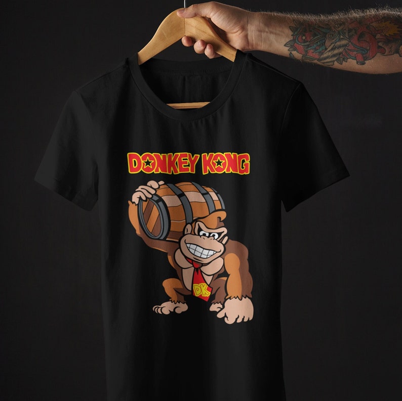 T-shirt Homme Donkey Kong Classique Noir Officiel - Coton - Graphique Rétro Années 80/90
