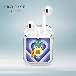 Cute Airpods Case, Airpods 2 Case, Funny 3d Cartoon Fruit Avocado Case,  Soft Silicone Full Protection Shockproof Charging Case Cover With Keychain