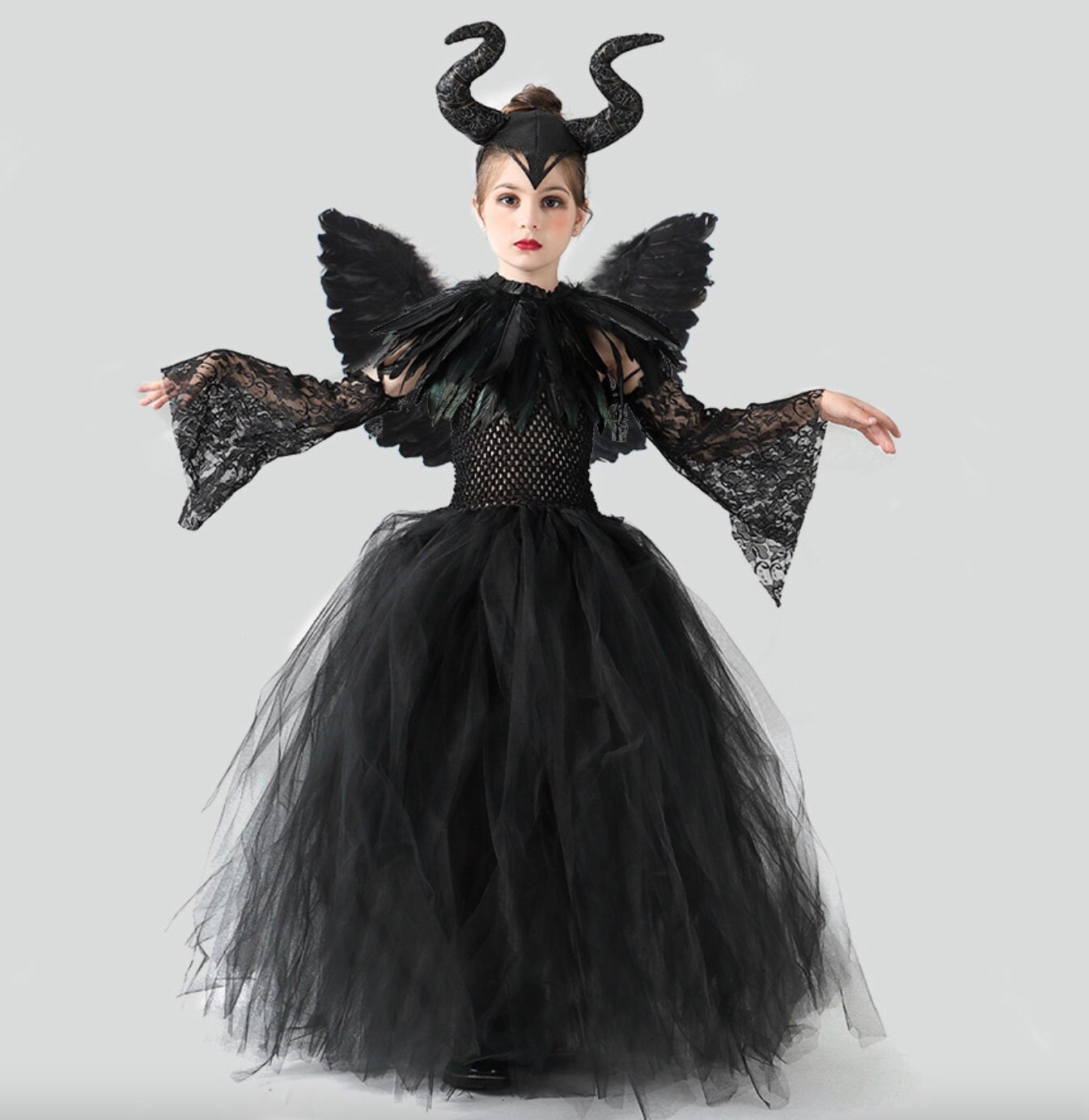 Halloween Vampire Demon Costume for Girls Masquerade Dress Up Party  Clothing Kids Cosplay Witch Gothic Devil Queen Gown Dresses