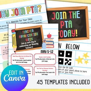 Editable PTA Flyer Templates: School Event Fundraiser, Meeting Newsletter (Canva, 8.5x11, Digital Download)