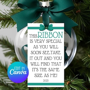 Etiqueta de adorno navideño con cinta de altura personalizada (descarga digital)