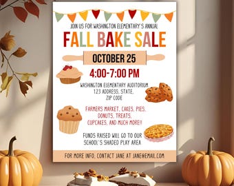 Fall Bake Flyer Template, Editable Canva (Digital Download)