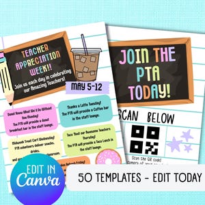 Editable PTA Flyer Templates: School Event Fundraisers (Canva, 8.5x11, Digital Download)