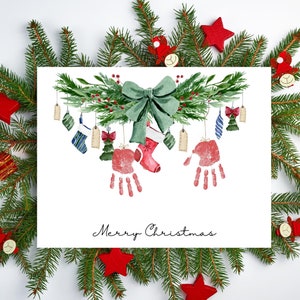 Handabdruck Weihnachtskarten, Weihnachtskarten mit Handabdrücken, Handabdruck Grußkarten, Fingerabdruck Weihnachtskarten, Aktivitäten für Kinder und Erwachsene
