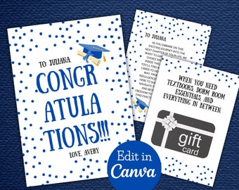 Editable Graduation Gift Card Book, Personalized Keepsake (Digital Download)