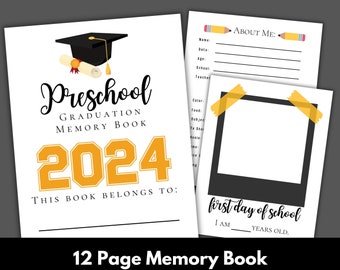 Preschool graduation memory book, preschool graduation, memory book, school year book, handprint art, kindergarten grad, preschool teacher