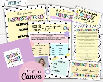 Meet the Teacher Template Bundle: Editable Open House Forms (Canva)
