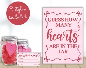 Guess How Many Hearts Game: Baby Shower, Wedding (Digital Download)