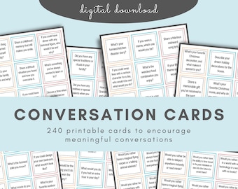 Family Conversation Cards: 240 Printable Icebreaker Questions (Digital Download)