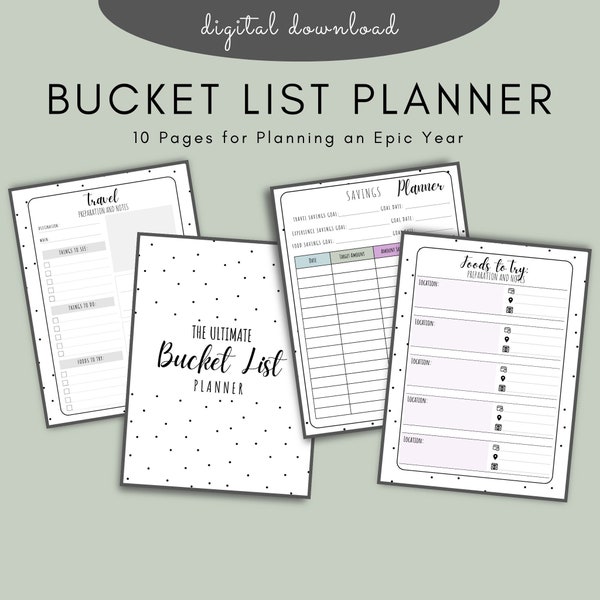 Bucket List, Bucket List Planner, Travel Bucket List, Bucket List for Couples, Family Bucket List, Adventure Bucket List, Summer Bucket List