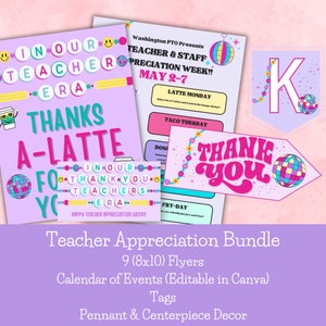 Swift Teacher appreciation week, pto pta flyer, staff appreciation, teacher appreciation week, teacher appreciation signs, teacher tags