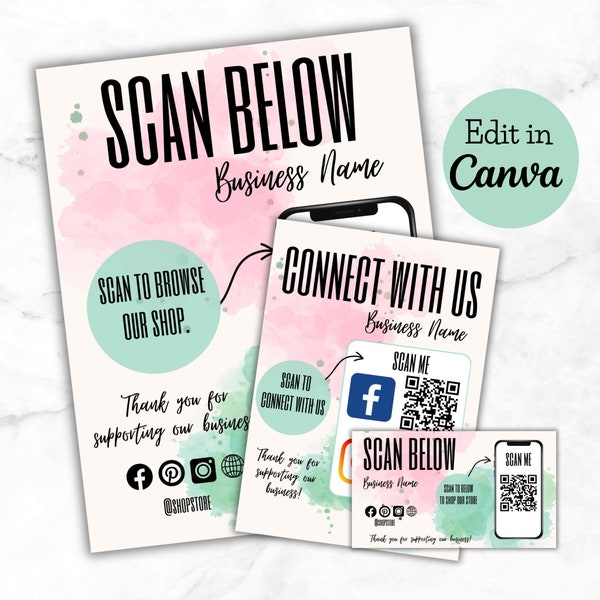 QR code flyer, qr code sign, editable templates, social media sign, realtor marketing,business flyer, personalized qr code flyer,scan to pay