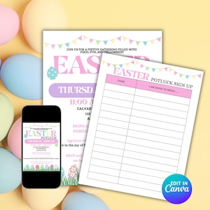 Editable Easter Potluck Sign-Up Sheet: Canva Template