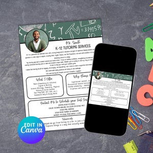 Editable Tutor Flyer Template: Canva Ad, Brochure & Facebook Post