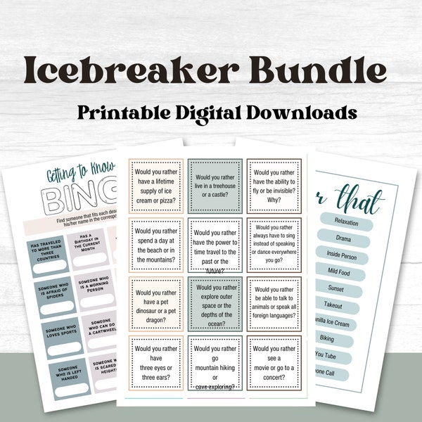 Icebreaker, Ice Breaker for Meetings, Fun Icebreakers, Group Icebreakers,Icebreaker Game,Would you Rather Game,Icebreaker Bundle,Ice Breaker