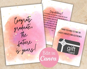 Libro de tarjetas de regalo de graduación personalizable, álbum de recuerdos (descarga digital)