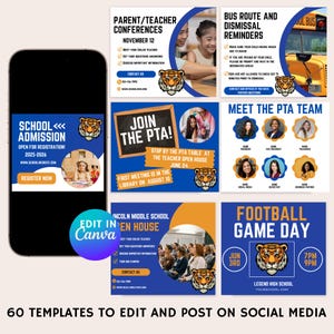 Editable School Social Media, school social media,school,editable template, social media, social media template, social media post templates
