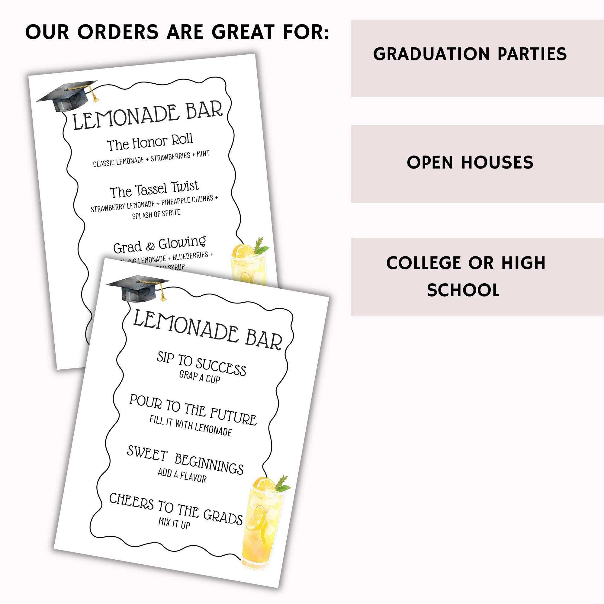 Graduation Lemonade Bar Sign: Editable Canva Template (PDF & PNG) - Etsy