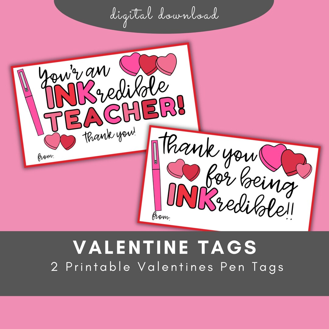Flair Pens, Flair Pen Gift Tag, Teacher Valentine Tag, Valentine Tag ...