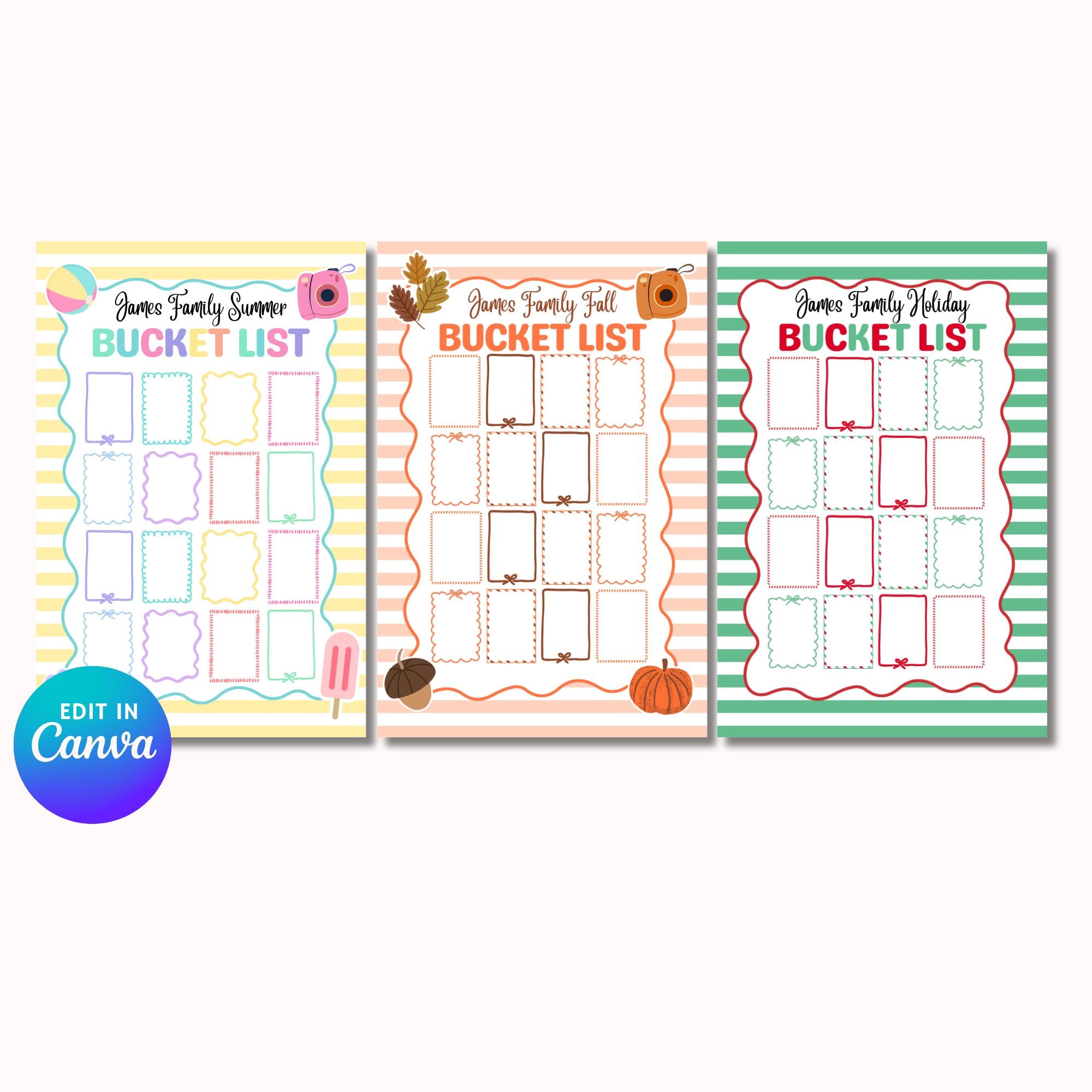 Bucket List Photo Bundle, Collage Template, Instax Style, Editable ...