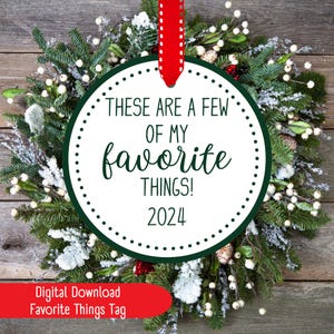 Etiqueta de cosas favoritas, etiqueta de regalo, etiqueta de adorno, recuerdo de niños, cosas favoritas, sello de mis cosas favoritas, fiesta navideña, etiqueta de cosas favoritas