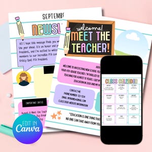 Editable Meet the Teacher Template Bundle: Back to School Printable (Canva Design)