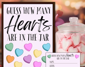 Guess How Many Hearts Game: Baby Shower, Wedding (Digital Download)