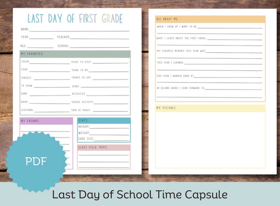 Last Day of School Time Capsule Last Day of School Keepsake Etsy