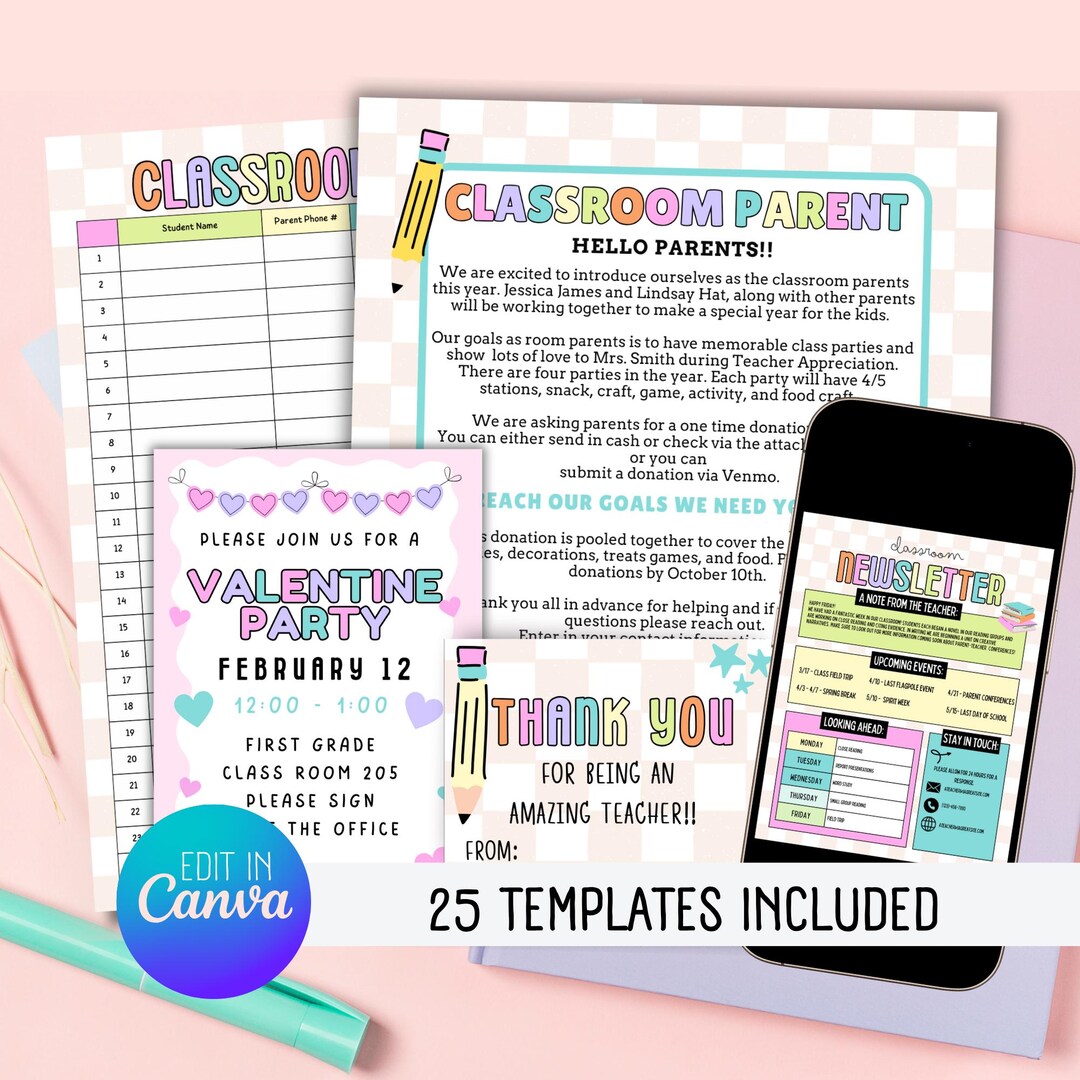 Editable Classroom Parent Organizer Bundle: Canva Templates - Etsy