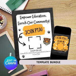 Editable PTA/PTO Bundle, Includes Recruitment Flyers, Newsletter, Calendar of Events, Signs,  Newsletter Flyer, Instant Download, President