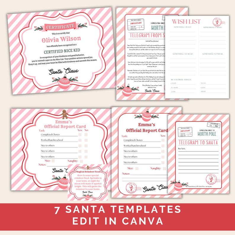Personalized Letter From Santa Kit: Editable Canva Templates (digital ...
