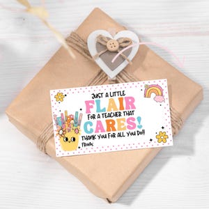 Flair pen tag, teacher, school, stickers, flair pen, pen gift tag, teaching with flair, teacher appreciation, flair, back to school gift